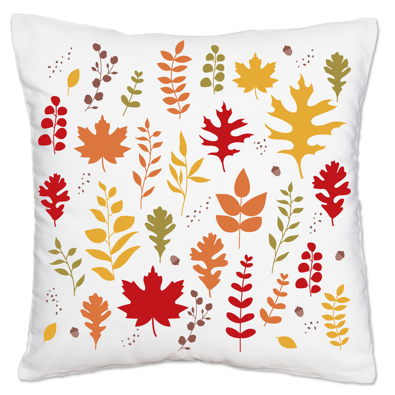 Fall Foliage - Autumn Leaves Party Home Decorative Canvas Cushion Case - Throw Pillow Cover - 16 x 16 Inches