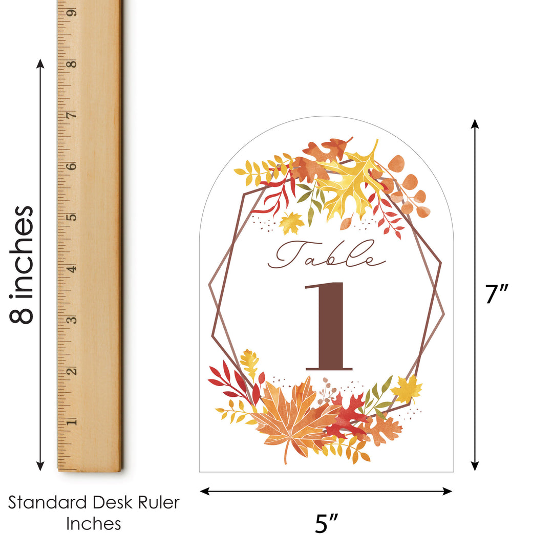 Fall Foliage Bride - Autumn Leaves Bridal Shower and Wedding Party Double-Sided 5 x 7 inches Cards - Table Numbers - 1-20