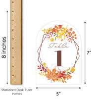 Fall Foliage Bride - Autumn Leaves Bridal Shower and Wedding Party Double-Sided 5 x 7 inches Cards - Table Numbers - 1-20