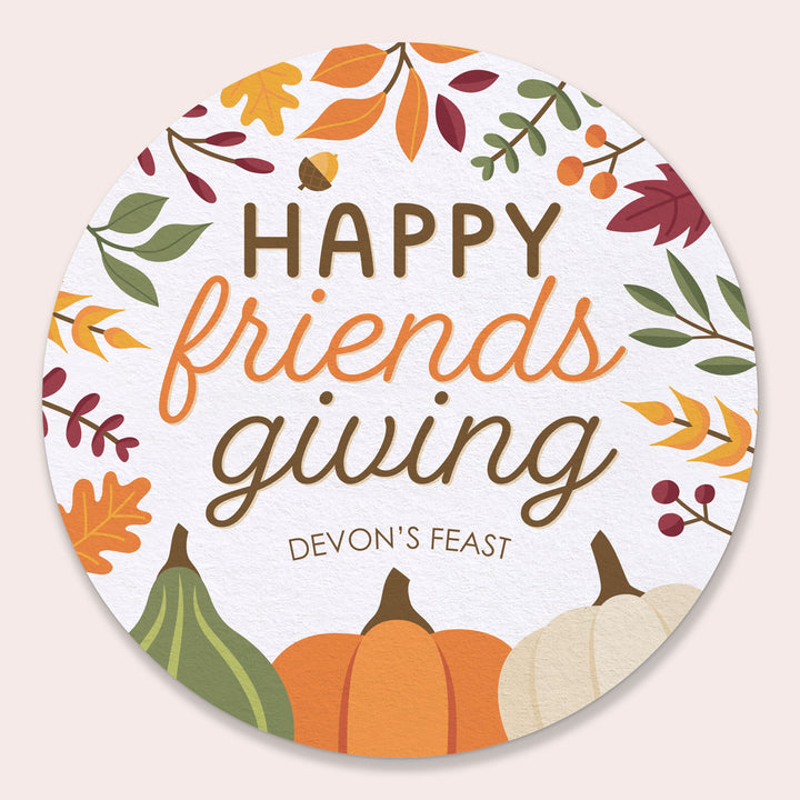 Custom Text Drink Coasters - Fall Friends Thanksgiving - 25 Ct