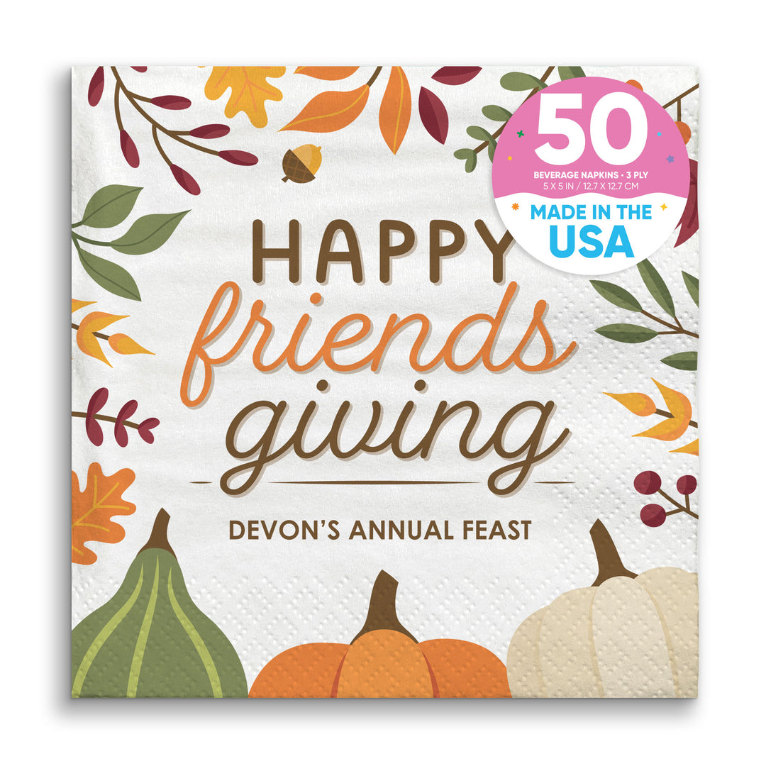 Custom Text Napkins - Fall Friends Thanksgiving