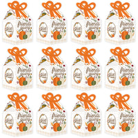 Fall Friends Thanksgiving - Square Favor Gift Boxes - Friendsgiving Party Bow Boxes - Set of 12