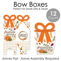 Fall Friends Thanksgiving - Square Favor Gift Boxes - Friendsgiving Party Bow Boxes - Set of 12