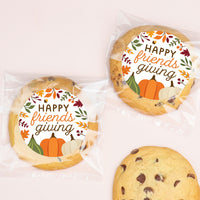 Fall Friends Thanksgiving Stickers & Clear Cookie Bags - 25 Ct