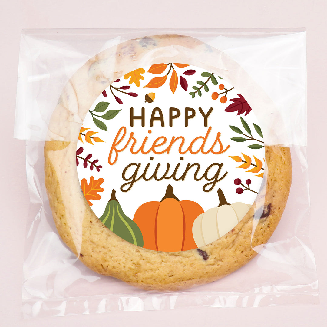 Fall Friends Thanksgiving Stickers & Clear Cookie Bags - 25 Ct
