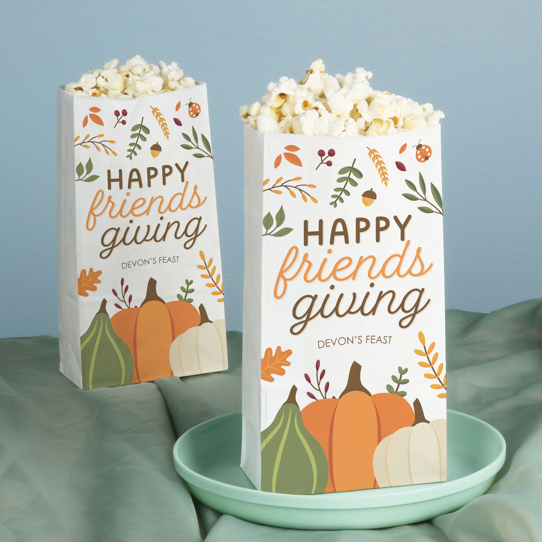 Custom Text Popcorn Bags - Fall Friends Thanksgiving