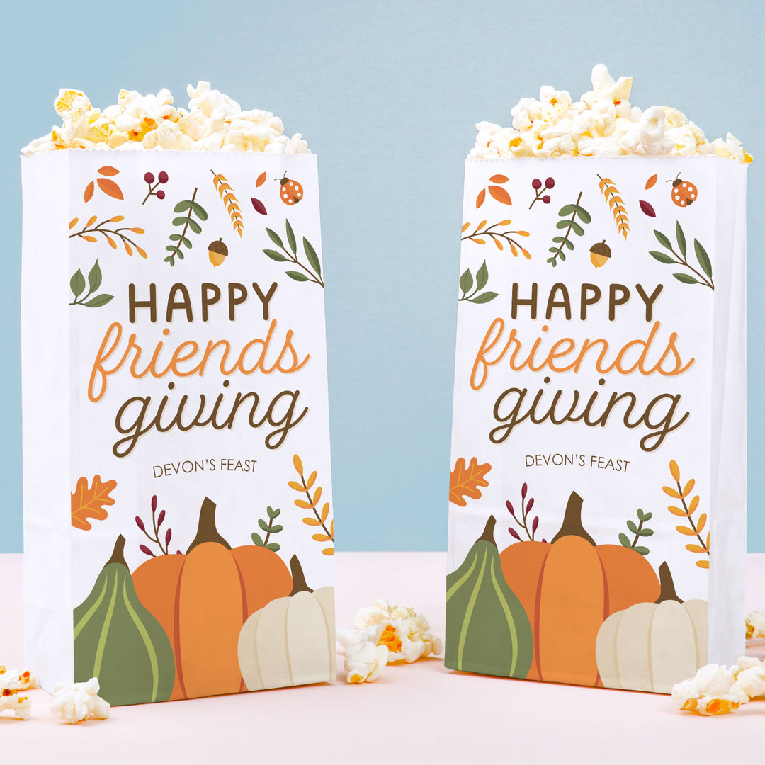 Custom Text Popcorn Bags - Fall Friends Thanksgiving