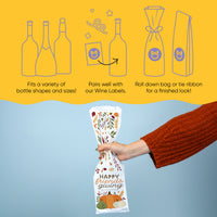 Custom Text Wine Bags - Fall Friends Thanksgiving