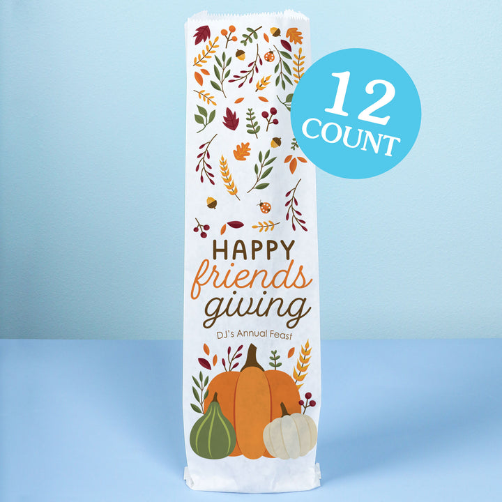 Custom Text Wine Bags - Fall Friends Thanksgiving