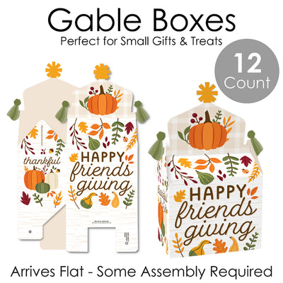 Fall Friends Thanksgiving - Treat Box Party Favors - Friendsgiving Party Goodie Gable Boxes - Set of 12