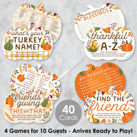 Fall Friends Thanksgiving - 4 Friendsgiving Party Games - 10 Cards Each - Gamerific Bundle