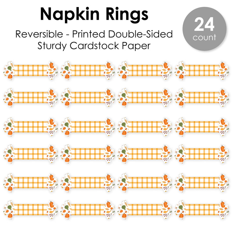 Fall Friends Thanksgiving - Friendsgiving Party Paper Napkin Holder - Napkin Rings - Set of 24