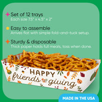 Fall Friends Thanksgiving Paper Food Trays - 12 Ct
