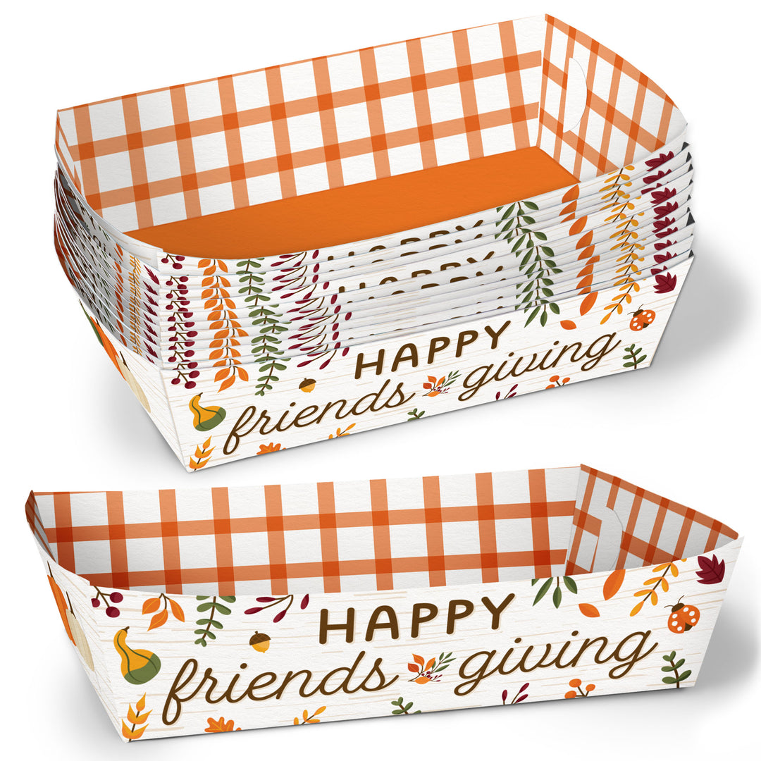 Fall Friends Thanksgiving Paper Food Trays - 12 Ct