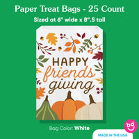 Paper Treat Bags - Fall Friends Thanksgiving - 25 Ct