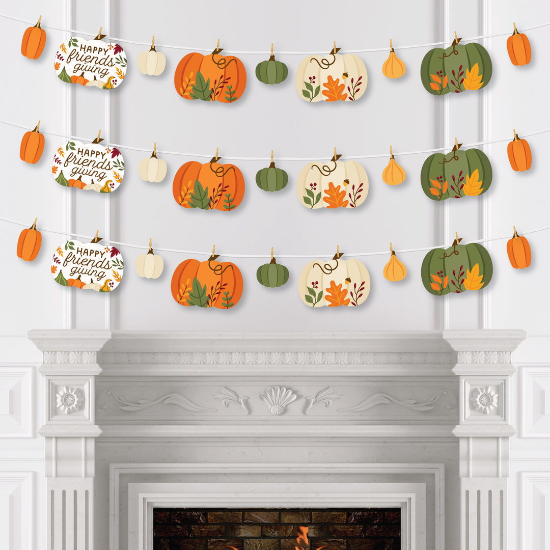 Fall Friends Thanksgiving - Friendsgiving Party DIY Decorations - Clothespin Garland Banner - 44 Pieces