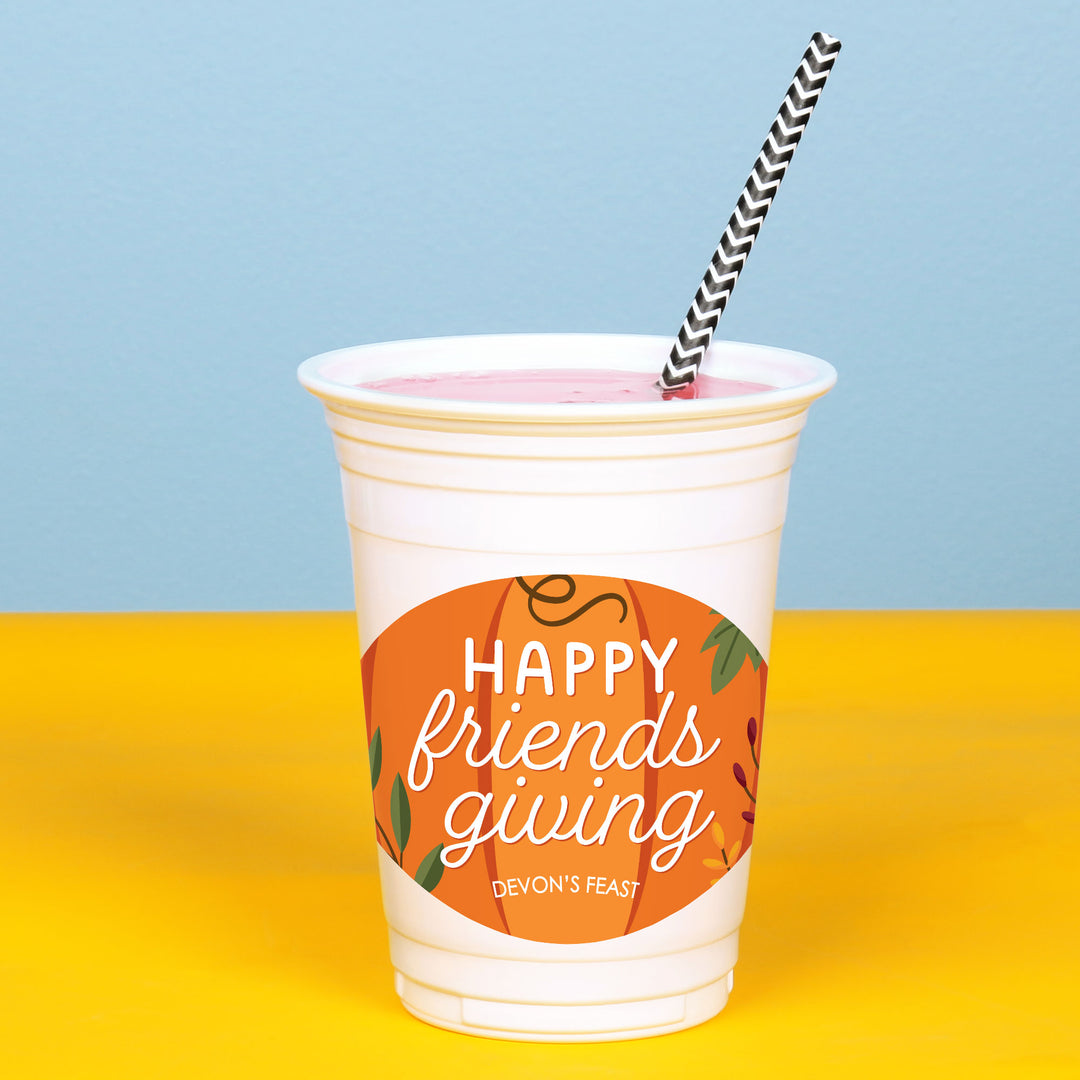 Custom Text Party Cups - Fall Friends Thanksgiving - 16 Ct