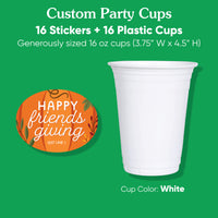 Custom Text Party Cups - Fall Friends Thanksgiving - 16 Ct
