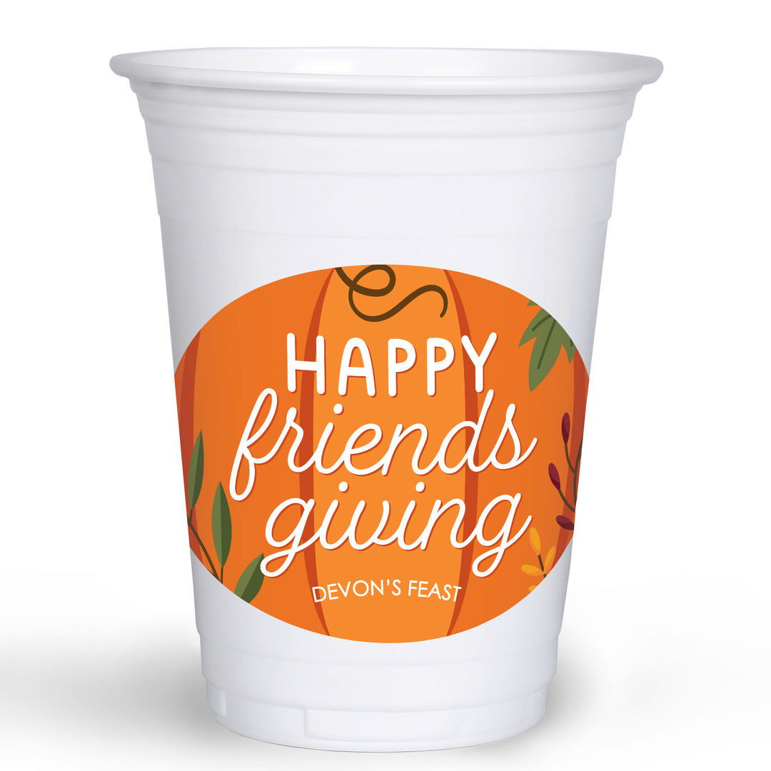 Custom Text Party Cups - Fall Friends Thanksgiving - 16 Ct