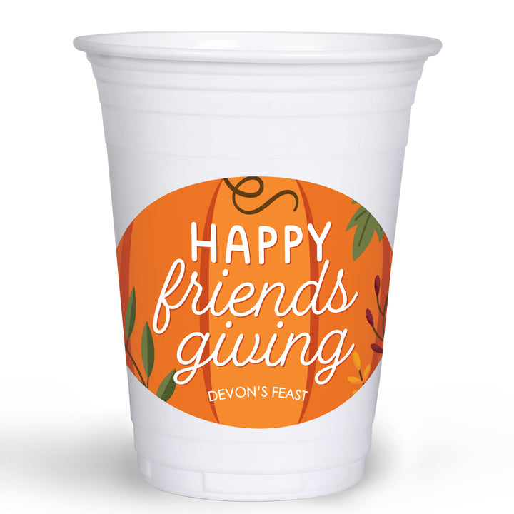 Custom Text Party Cups - Fall Friends Thanksgiving - 16 Ct
