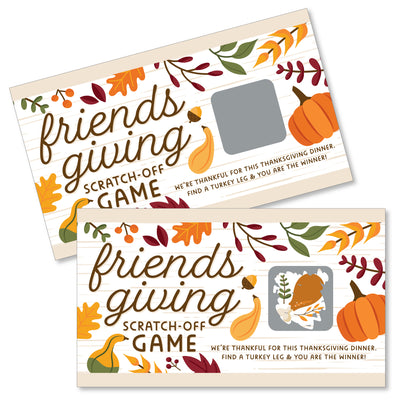 Fall Friends Thanksgiving - Friendsgiving Party Game Scratch Off Cards - 22 Count