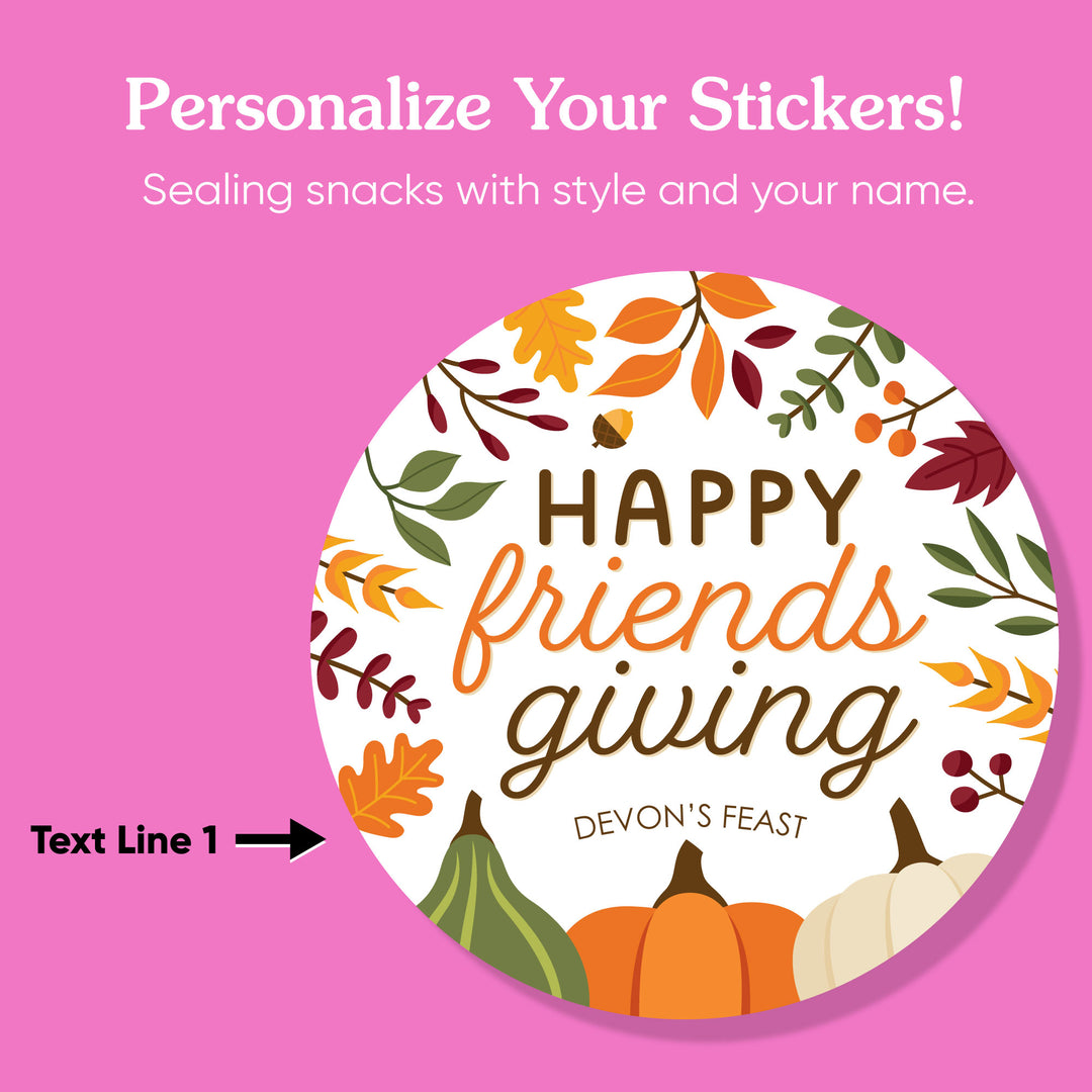Custom Text Stickers & Clear Cookie Bags - Fall Friends Thanksgiving