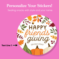 Custom Text Stickers & Clear Cookie Bags - Fall Friends Thanksgiving