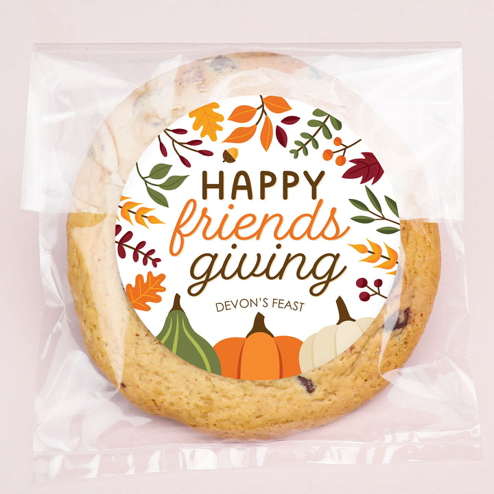 Custom Text Stickers & Clear Cookie Bags - Fall Friends Thanksgiving