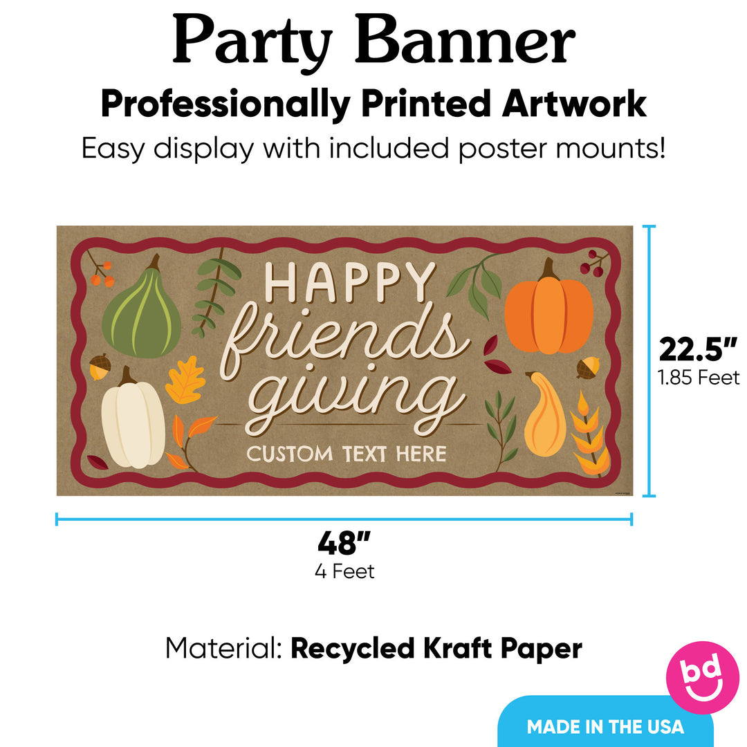 Custom Text Fall Friends Thanksgiving Kraft Banner
