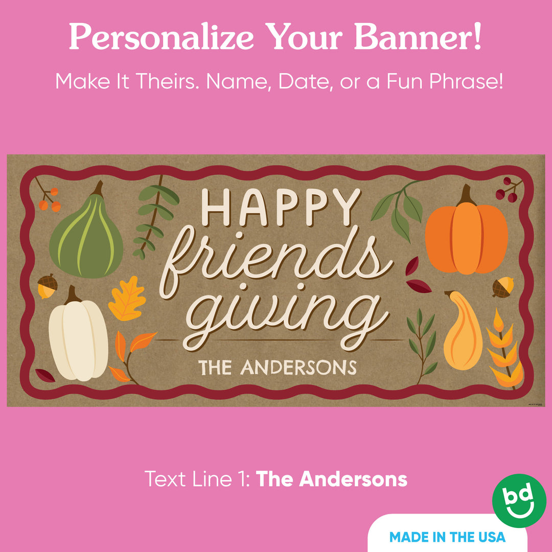 Custom Text Fall Friends Thanksgiving Kraft Banner