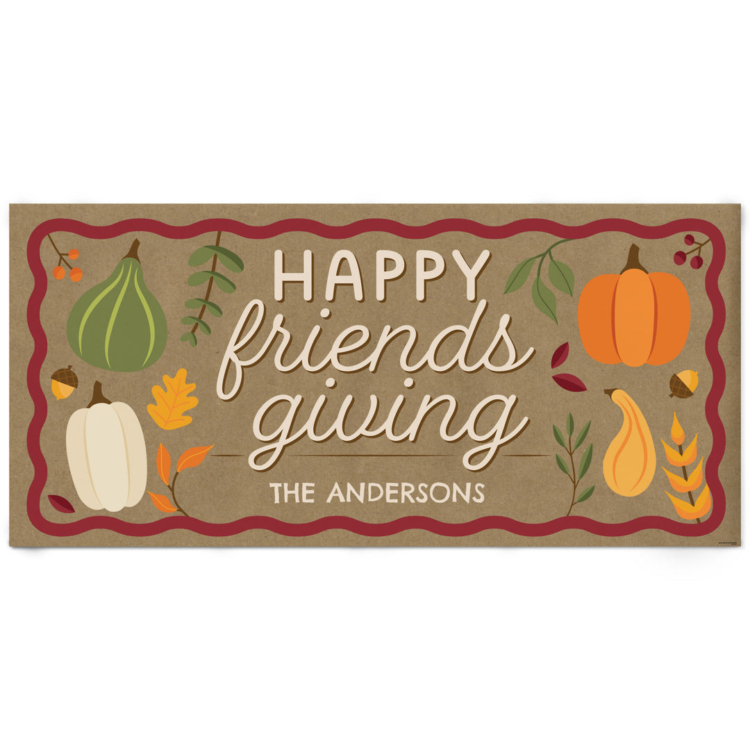 Custom Text Fall Friends Thanksgiving Kraft Banner