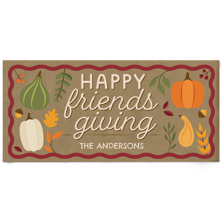 Custom Text Fall Friends Thanksgiving Kraft Banner