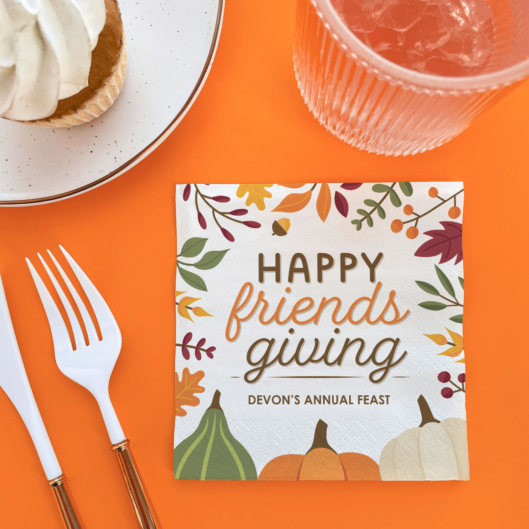 Custom Text Napkins - Fall Friends Thanksgiving