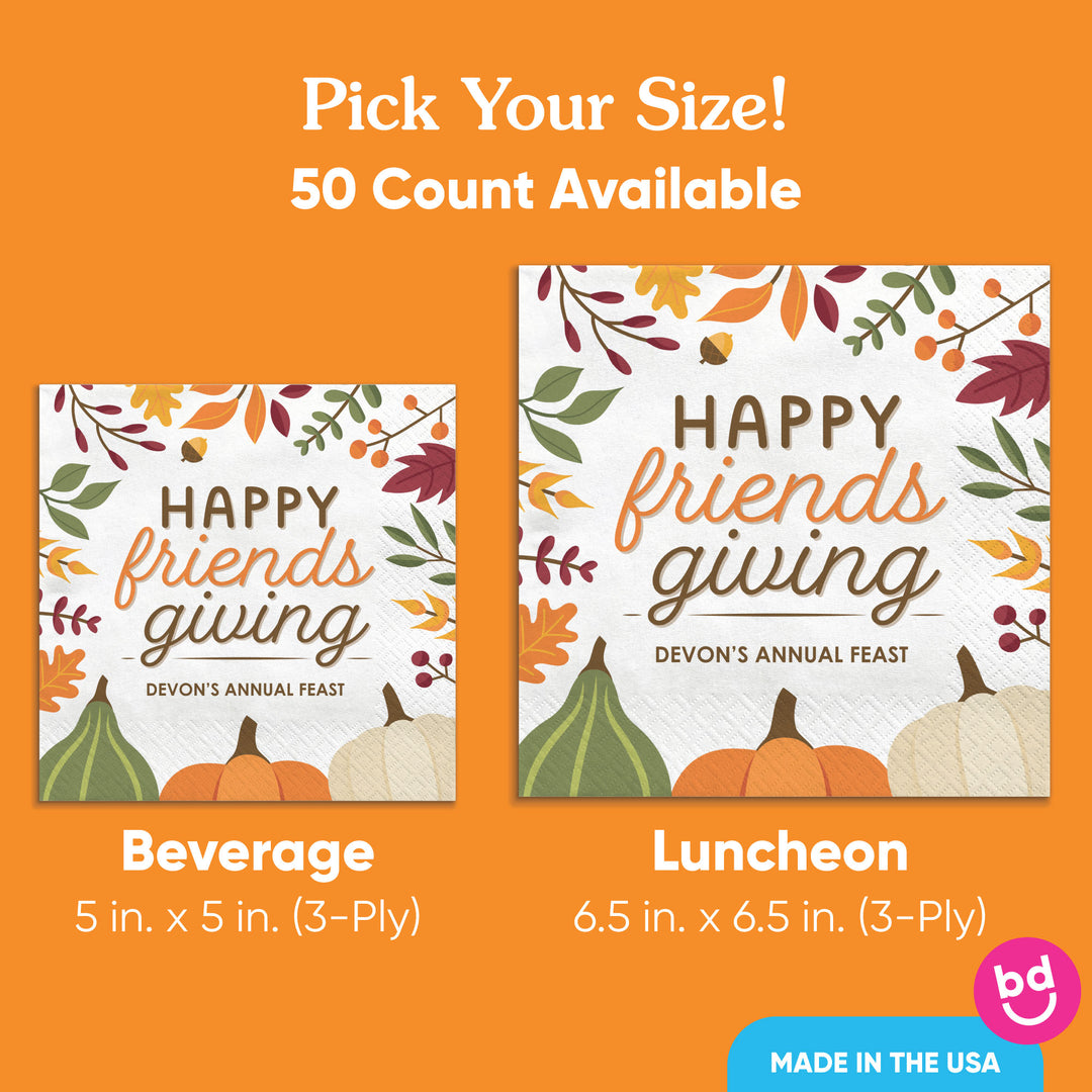 Custom Text Napkins - Fall Friends Thanksgiving