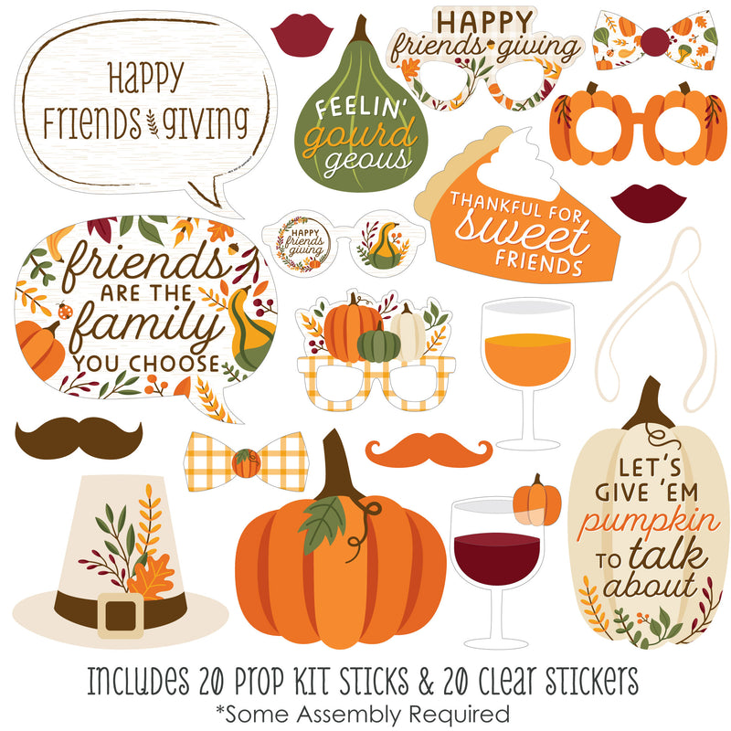Fall Friends Thanksgiving - Friendsgiving Party Photo Booth Props Kit - 20 Count