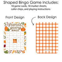 Fall Friends Thanksgiving - Bingo Cards and Markers - Friendsgiving Party Bingo Game - Set of 18