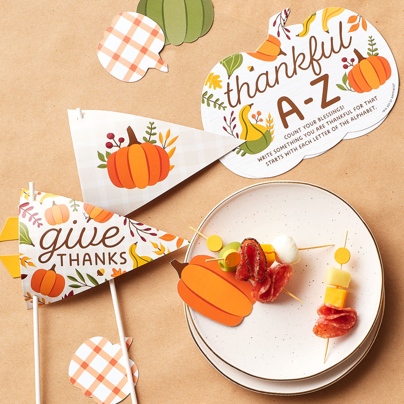 Fall Friends Thanksgiving - Triangle Friendsgiving Party Photo Props - Pennant Flag Centerpieces - Set of 20