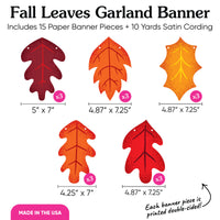 Fall Leaves Garland Banner - 15 Pc