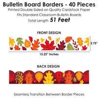 Fall Leaves - Scalloped Classroom Decor - Bulletin Board Borders - 51 Feet