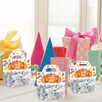 Fall Pumpkin - DIY Halloween or Thanksgiving Party Clear Goodie Favor Bag Labels - Candy Bags with Toppers - Set of 24