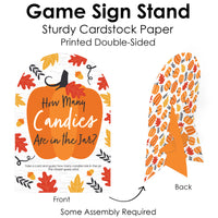Fall Pumpkin - How Many Candies Halloween or Thanksgiving Party Game - 1 Stand and 40 Cards - Candy Guessing Game