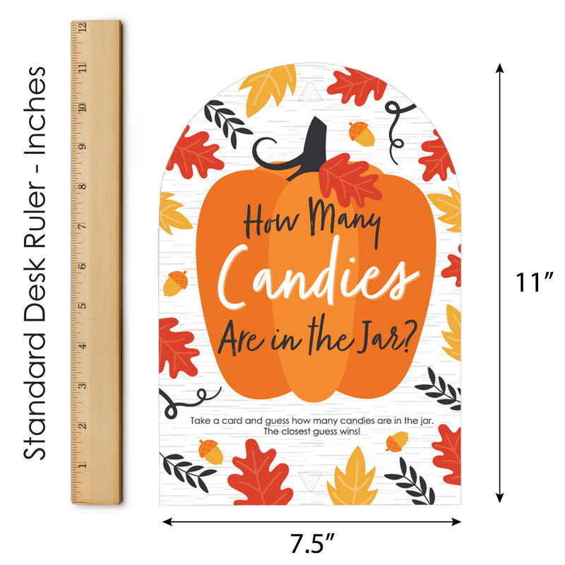 Fall Pumpkin - How Many Candies Halloween or Thanksgiving Party Game - 1 Stand and 40 Cards - Candy Guessing Game