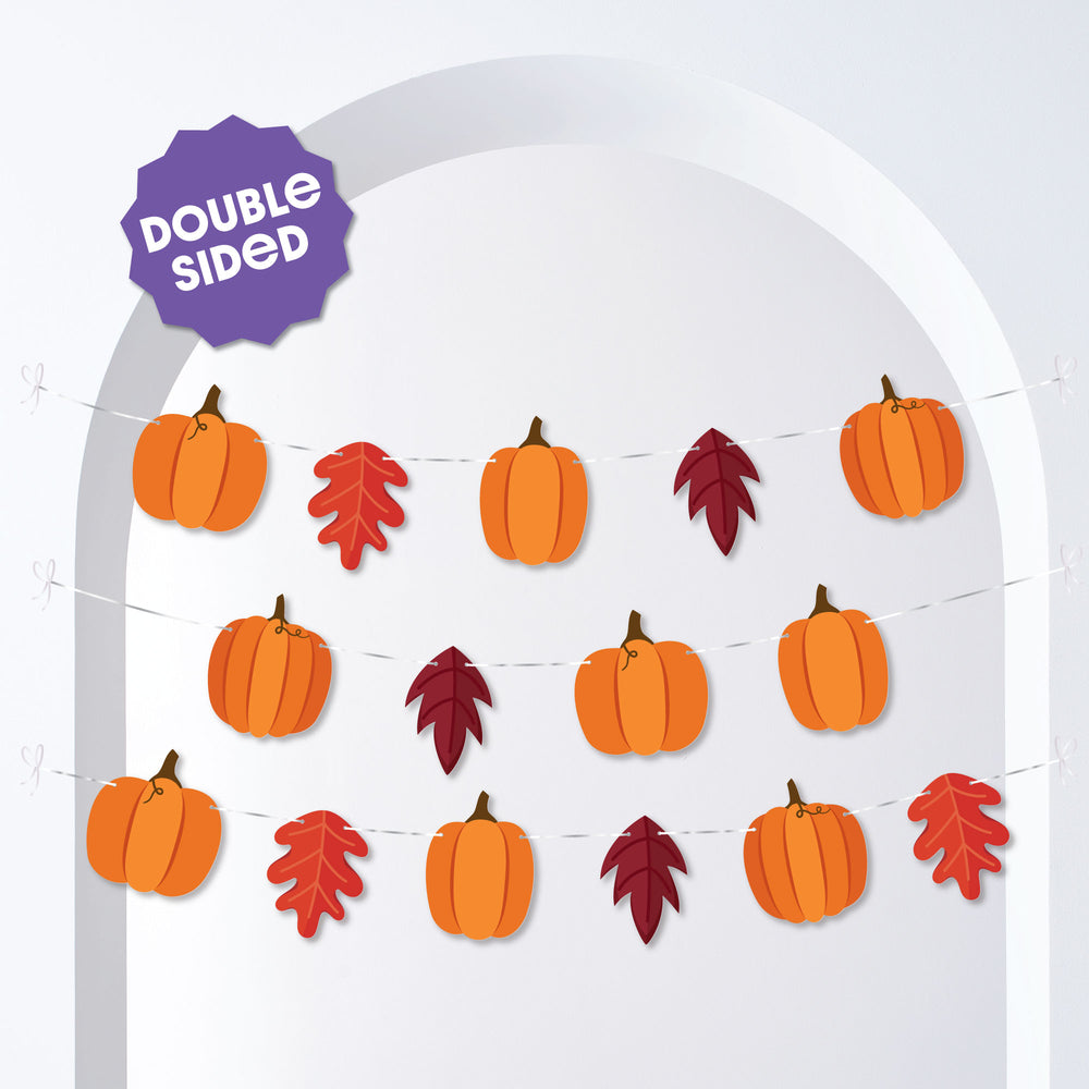 Fall Pumpkin Garland Banner - 15 Pc