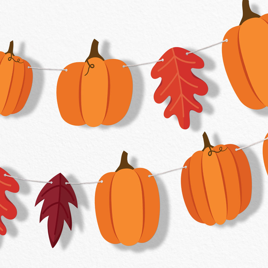 Fall Pumpkin Garland Banner - 15 Pc