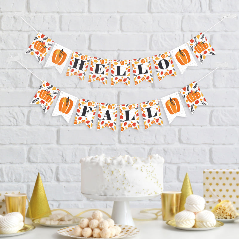 Fall Pumpkin - Halloween or Thanksgiving Party Mini Pennant Banner - Hello Fall