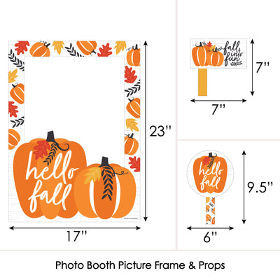 Fall Pumpkin - Halloween or Thanksgiving Party Selfie Photo Booth Picture Frame and Props - Printed on Sturdy Material