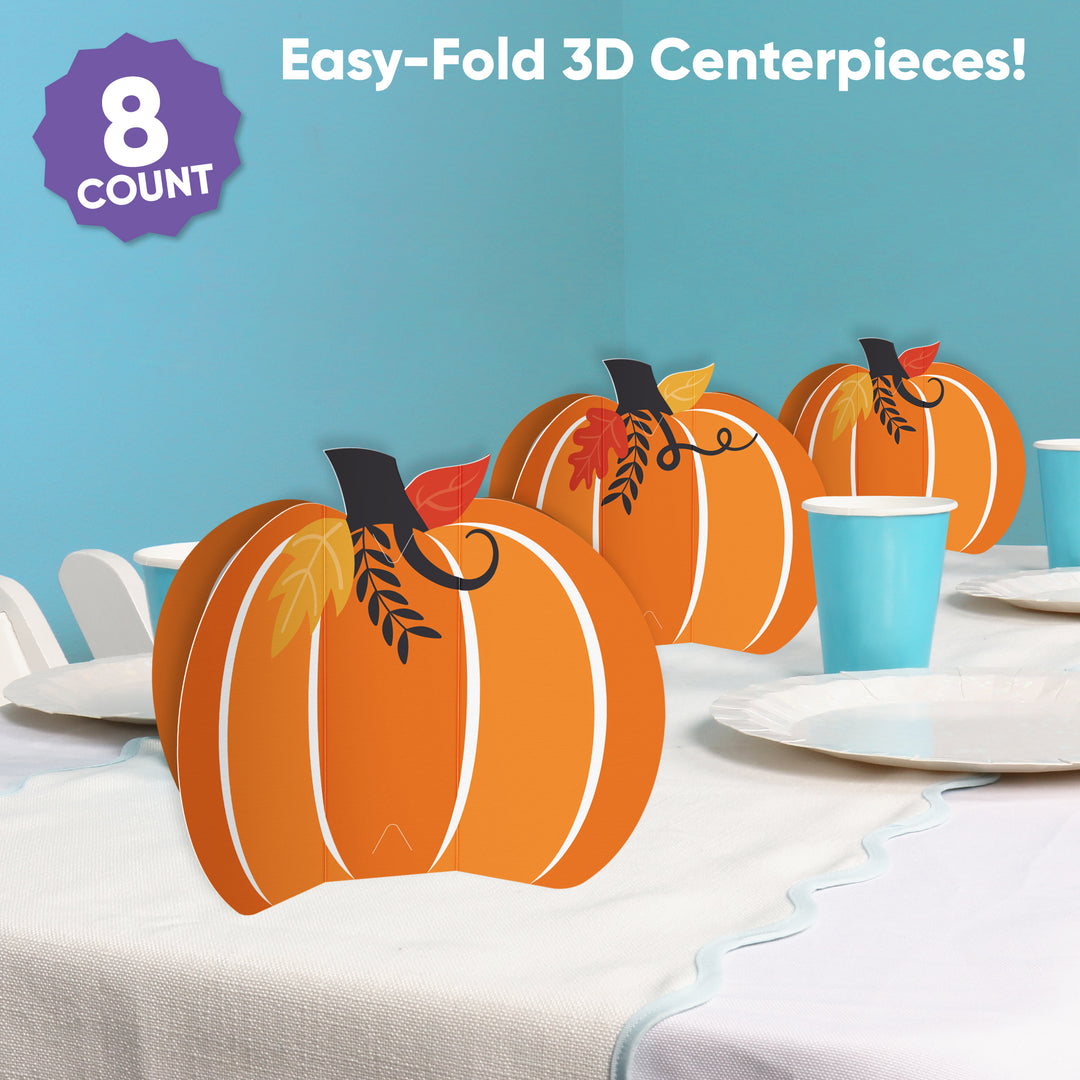 Fall Pumpkin 3D Centerpieces - 8 Ct