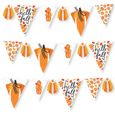 Fall Pumpkin - DIY Halloween or Thanksgiving Party Pennant Garland Decoration - Triangle Banner - 30 Pieces