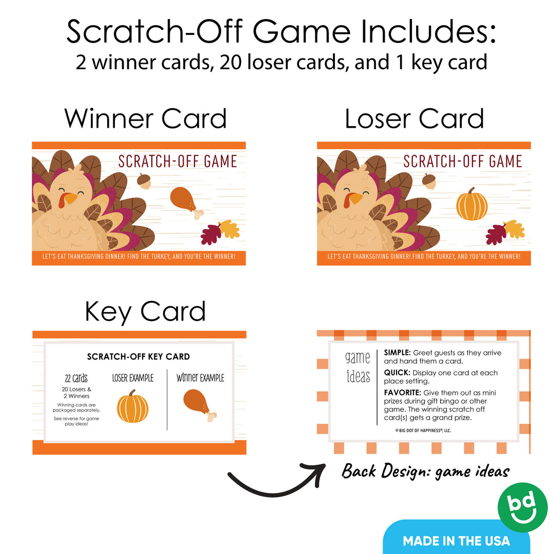 Fall Turkey Scratch Off Cards Game - 22 Ct