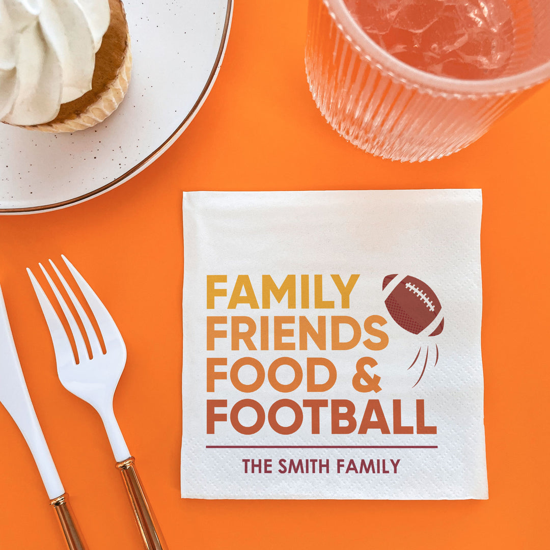 Custom Text Napkins - Family Friends Food and Football